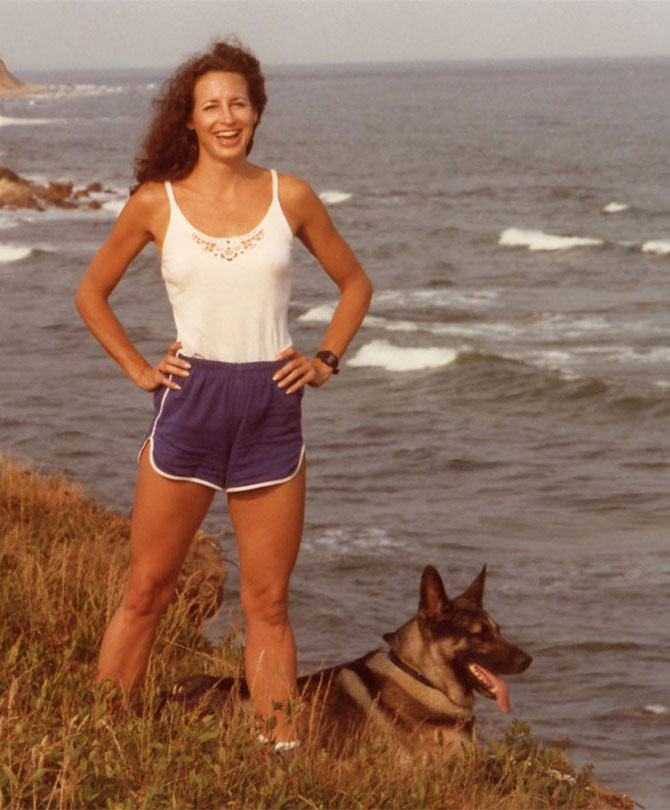 Brenda Boozer On Beach with Dog